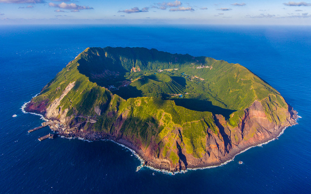 Aerial view of Aogashima Island