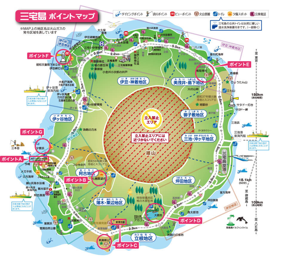 三宅島ポイントマップ