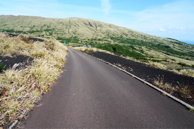 舗装された山道
